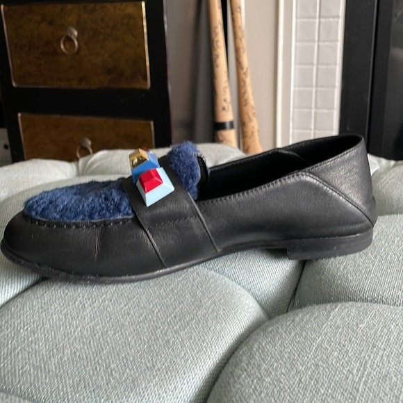 Fendi Shearling Loafer With Pyramid Embellishments - Picture 9 of 16
